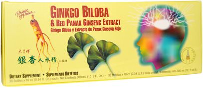 Prince of Peace, Ginkgo Biloba & Red Panax Ginseng Extract, 30 Bottles, 0.34 fl oz Each ,الأعشاب، الجنكة بيلوبا، الجنكة