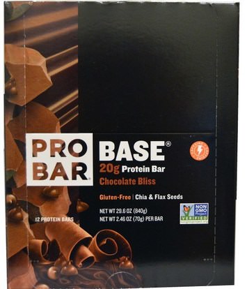 ProBar, Base, Protein Bar, Chocolate Bliss, 12 - 2.46 oz (70 g) Each ,والرياضة، والبروتين أشرطة
