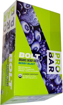 ProBar, Bolt Organic Energy Chews, Berry Blast, 12 Packs, 2.1 oz (60 g) Each ,والصحة، والطاقة، ومضرب الترباس بروبار