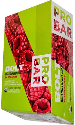 ProBar, Bolt, Organic Energy Chews, Raspberry, 12 Packs, 2.1 oz (60 g) Each ,والصحة، والطاقة، ومضرب الترباس بروبار