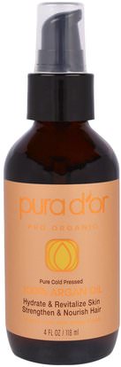 Pura Dor, 100% Argan Oil, 4 fl oz (118 ml) ,حمام، الجمال، زيت الأرغان