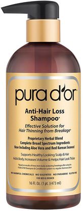 Pura Dor, Anti-Hair Loss Shampoo, For Men and Women, All Hair Types, 16 fl oz (473 ml) ,حمام، الجمال، الشعر، فروة الرأس، الشامبو، مكيف