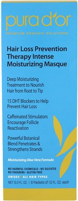 Pura Dor, Hair Loss Prevention Therapy Intense Moisturizing Masque, 8 Packets - 1.5 fl oz Each ,حمام، الجمال، الشعر، فروة الرأس، رقيق الشعر و ريجروث