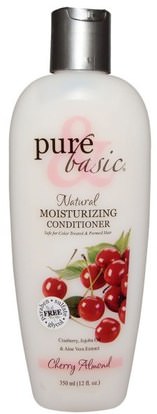 Pure & Basic, Natural Moisturizing Conditioner, Cherry Almond, 12 fl oz (350 ml) ,حمام، الجمال، مكيفات، الشعر، فروة الرأس، الشامبو، مكيف