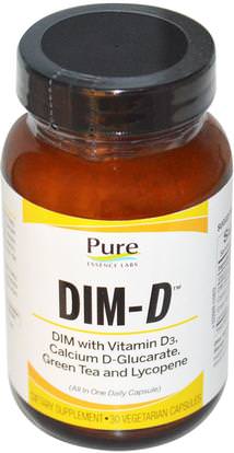 Pure Essence, Dim-D, 30 Veggie Caps ,الفيتامينات، فيتامين d3، المكملات الغذائية، ديندوليلميثان (خافت)