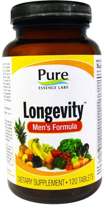Pure Essence, Longevity, Mens Formula, 120 Tablets ,الفيتامينات، الرجال الفيتامينات، مكافحة الشيخوخة