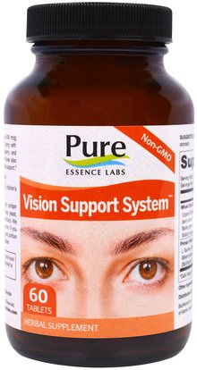 Pure Essence, Vision Support System, 60 Tablets ,الصحة، العناية بالعيون، العناية بالعيون، منتجات العين مع كارنوزين ل، اضطراب نقص الانتباه، إضافة، أدهد، فينبوسيتين
