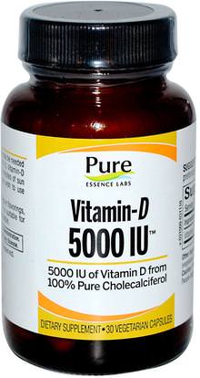 Pure Essence, Vitamin-D, 5000 IU, 30 Veggie Caps ,الفيتامينات، فيتامين d3