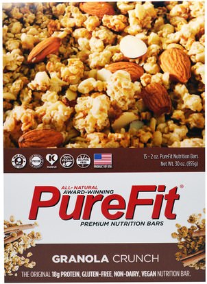 Pure Fit Bars, Premium Nutrition Bars, Granola Crunch, 15 Bars, 2 oz (57 g) Each ,والرياضة، والبروتين أشرطة
