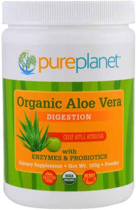 Pure Planet, Organic Aloe Vera, Digestion, Crisp Apple Ambrosia, 160 g ,المكملات الغذائية، الألوة فيرا