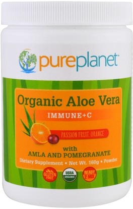 Pure Planet, Organic Aloe Vera, Immune +C, Passion Fruit Orange, 160 g ,المكملات الغذائية، الألوة فيرا
