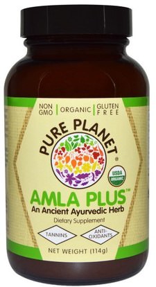 Pure Planet, Organic Amla Plus, 114 g ,الفيتامينات، فيتامين ج، أيورفيدا الأعشاب الايورفيدا، أملا (الهندي التوت أمالاكي أملاكي)