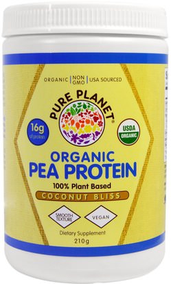 Pure Planet, Organic Pea Protein, Coconut Bliss, 210 g ,المكملات الغذائية، البروتين، بروتين البازلاء