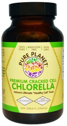 Pure Planet, Premium Cracked Cell Chlorella, 200 mg, 600 Tablets ,المكملات الغذائية، سوبرفوودس، كلوريلا