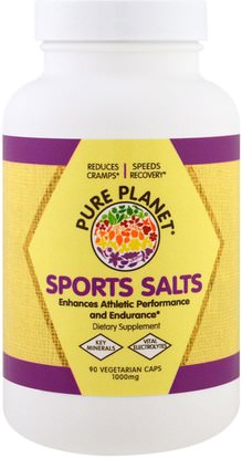 Pure Planet, Sports Salts, 1000 mg, 90 Veggie Caps ,والرياضة، بالكهرباء شرب التجديد والمعادن