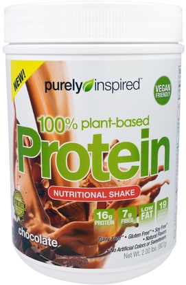 Purely Inspired, 100% Plant-Based Protein, Chocolate, 2.00 lbs (907 g) ,والمكملات الغذائية، والبروتين