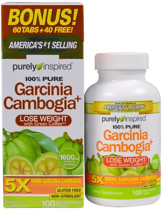 Purely Inspired, Garcinia Cambogia+, 1,600 mg, 100 Easy-To-Swallow Tablets ,فقدان الوزن، والنظام الغذائي، غاركينيا كامبوجيا