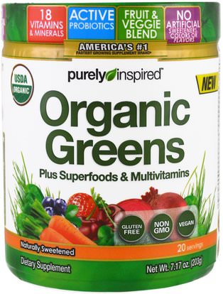 Purely Inspired, Organic Greens, Unflavored, 7.17 oz (203 g) ,المكملات الغذائية، سوبرفوودس، الخضر