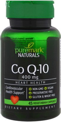 PureMark Naturals, CoQ10, 400 mg, 45 Vegetarian Capsules ,المكملات الغذائية، أنزيم q10، coq10 400 ملغ