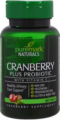 PureMark Naturals, Cranberry Plus Probiotic, 60 Tablets ,الأعشاب، التوت البري