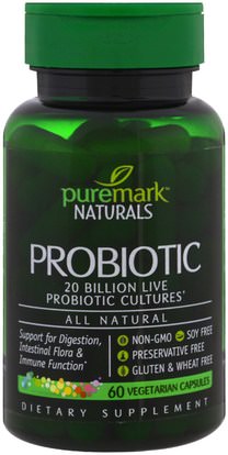 PureMark Naturals, Probiotic, 60 Vegetarian Capsules ,المكملات الغذائية، البروبيوتيك