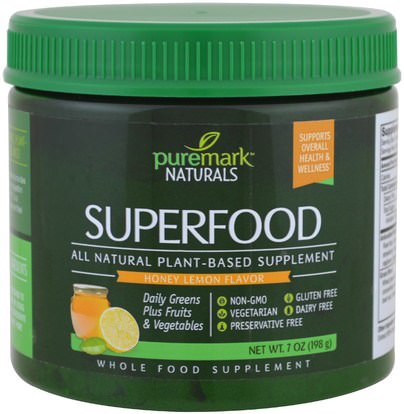 PureMark Naturals, Superfood, Honey Lemon Flavor, 7 oz (198 g) ,المكملات الغذائية، سوبرفوودس، الخضر