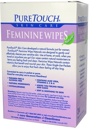 PureTouch Skin Care, Feminine Wipes, 24 Single Use Packets ,حمام، الجمال، المرأة
