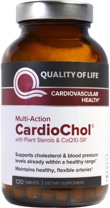 Quality of Life Labs, CardioChol with Plant Sterols & CoQ10-SR, Multi-Action, 120 Tablets ,والصحة، ودعم الكولسترول، والكوليسترول، وضغط الدم