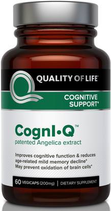 Quality of Life Labs, CognIQ, Cognitive Support, 200 mg, 60 Veggie Caps ,الصحة، الالتهاب، ديكورسينول، اضطراب نقص الانتباه، إضافة، أدهد، الدماغ