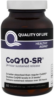 Quality of Life Labs, CoQ10-SR, 100 mg, 60 Vegicaps ,المكملات الغذائية، أنزيم q10، coq10