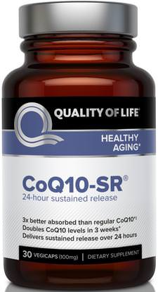Quality of Life Labs, CoQ10-SR, 100mg, 30 Vegicaps ,المكملات الغذائية، أنزيم q10، coq10