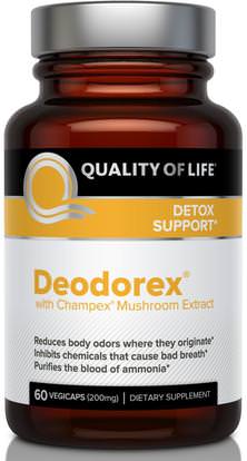 Quality of Life Labs, Deodorex, With Champex Mushroom Extract, 200 mg, 60 Veggie Caps ,المكملات الغذائية، الفطر الطبية، الفطر أغاريكوس، الصحة، التخلص من السموم