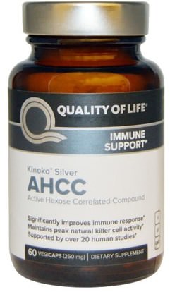 Quality of Life Labs, Kinoko Silver AHCC, Immune Support, 250 mg, 60 Veggie Caps ,المكملات الغذائية، الفطر الطبية، أهك