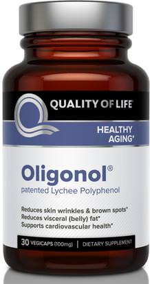 Quality of Life Labs, Oligonol, 100 mg, 30 Veggie Caps ,الجمال، مكافحة الشيخوخة، مقتطفات الفاكهة