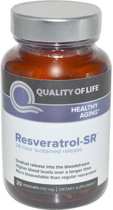 Quality of Life Labs, Resveratrol-SR, 150 mg, 30 Vegicaps ,المكملات الغذائية، ريسفيراترول