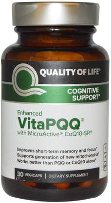 Quality of Life Labs, VitaPQQ, Cognitive Support, 30 Vegicaps ,والصحة، واضطراب نقص الانتباه، إضافة، أدهد، والدماغ، والذاكرة، والمكملات الغذائية، بيك (بيوبق)