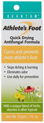 Quantum Health, Athletes Foot, Quick Drying Antifungal Formula.75 oz (21 g) ,الصحة، الرياضيين القدم، قدم الرعاية القدم
