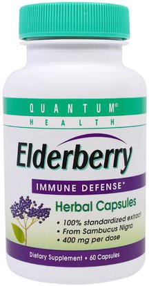 Quantum Health, Elderberry Immune Defense, 60 Capsules ,الصحة، الإنفلونزا الباردة والفيروسية، إلديربيري (سامبوكوس)