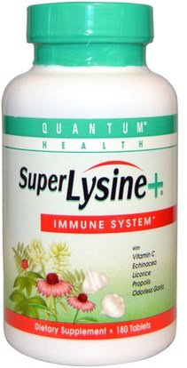 Quantum Health, Super Lysine+, Immune System, 180 Tablets ,والصحة، والانفلونزا الباردة والفيروسية، ونظام المناعة