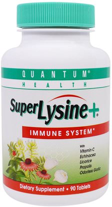 Quantum Health, Super Lysine + Immune System, 90 Tablets ,والصحة، والانفلونزا الباردة والفيروسية، ونظام المناعة