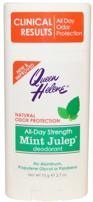 Queen Helene, All-Day Strength Deodorant, Mint Julep 2.7 oz (75 g) ,حمام، الجمال، مزيل العرق