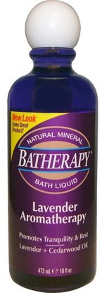 Queen Helene, Batherapy Natural Mineral Bath Liquid, Lavender Aromatherapy, 16 fl oz (473 ml) ,حمام، الجمال، أملاح الاستحمام