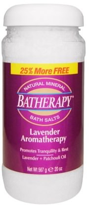 Queen Helene, Batherapy, Natural Mineral Bath Salts, Lavender Aromatherapy, 20 oz (567 g) ,حمام، جمال، أملاح الاستحمام، الروائح الزيوت العطرية، حمام الروائح