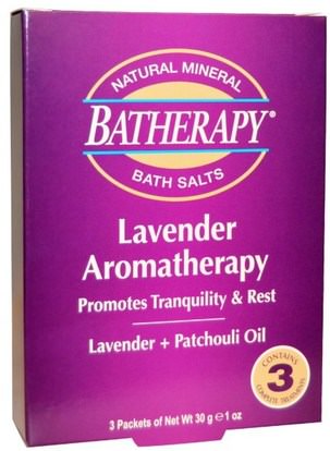 Queen Helene, Batherapy Natural Mineral Bath Salts, Lavender Aromatherapy, 3 Packets, 1 oz (30 g) Each ,حمام، الجمال، أملاح الاستحمام