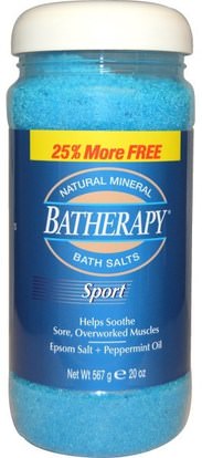 Queen Helene, Batherapy, Natural Mineral Bath Salts, Sport, 20 oz (567 g) ,حمام، الجمال، أملاح الاستحمام