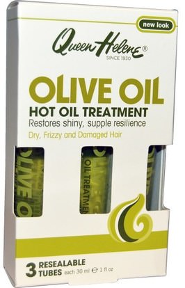 Queen Helene, Hot Oil Treatment, Olive Oil, 3 Tubes, 1 fl oz (30 ml) Each ,حمام، الجمال، مكيفات، الشعر، فروة الرأس، الشامبو، مكيف