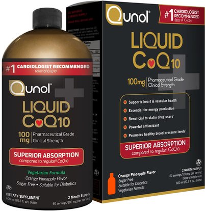 Qunol, Liquid CoQ10, Orange Pineapple Flavor, 100 mg, 20.3 fl oz (600 ml) ,المكملات الغذائية، أنزيم q10، أنزيم q10 السائل