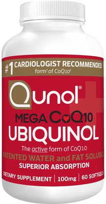 Qunol, Mega CoQ10 Ubiquinol, 100 mg, 60 Softgels ,المكملات الغذائية، مضادات الأكسدة، أوبيكينول خ، أوبيكينول coq10