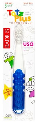 RADIUS, Totz Plus Toothbrush, 3+ Years, White/Blue, 1 Toothbrush ,حمام، الجمال، عن طريق الفم الأسنان الرعاية، فرشاة الأسنان، صحة الطفل، الطفل عن طريق الفم الرعاية