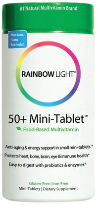 Rainbow Light, 50+ Mini Tablet, Food-Based Multivitamin, 90 Mini-Tablets ,الفيتامينات، الرجال الفيتامينات، النساء الفيتامينات المتعددة